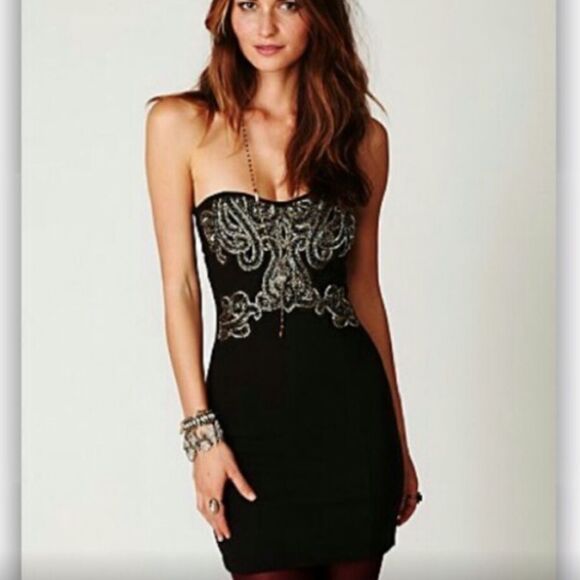 Beaded Free People Strapless Delhi Tube Dress - Picture 2 of 12